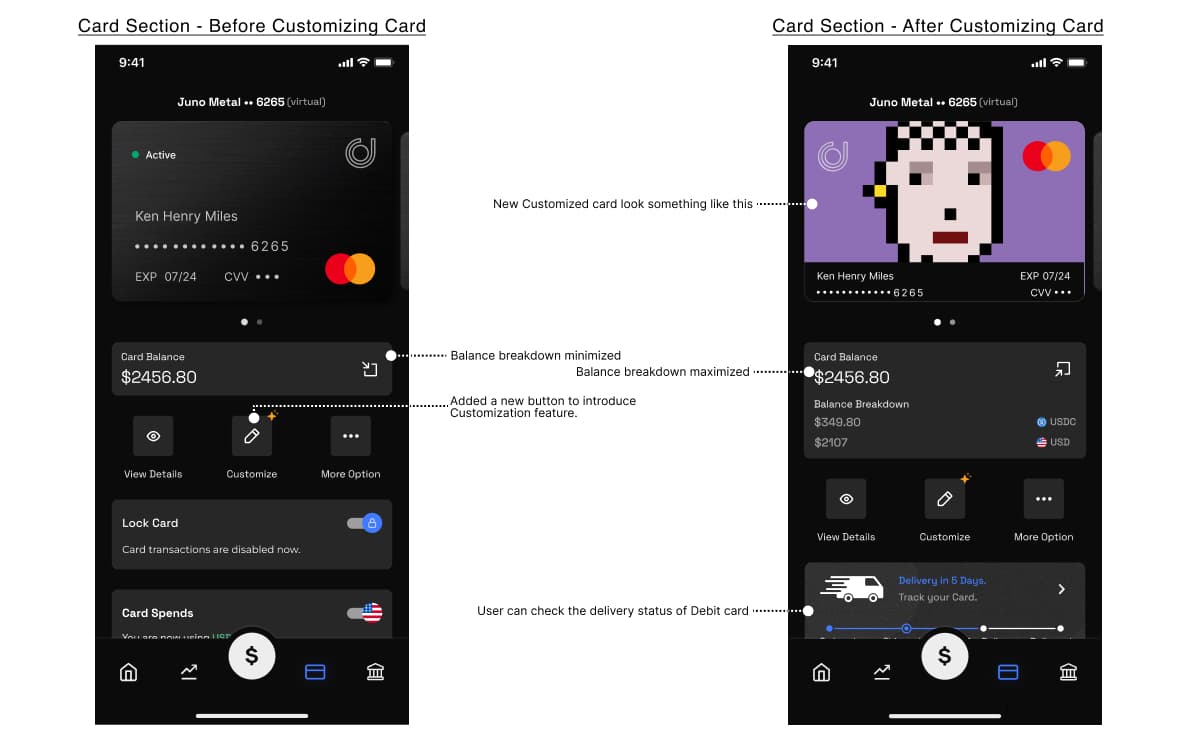 Card section redesign